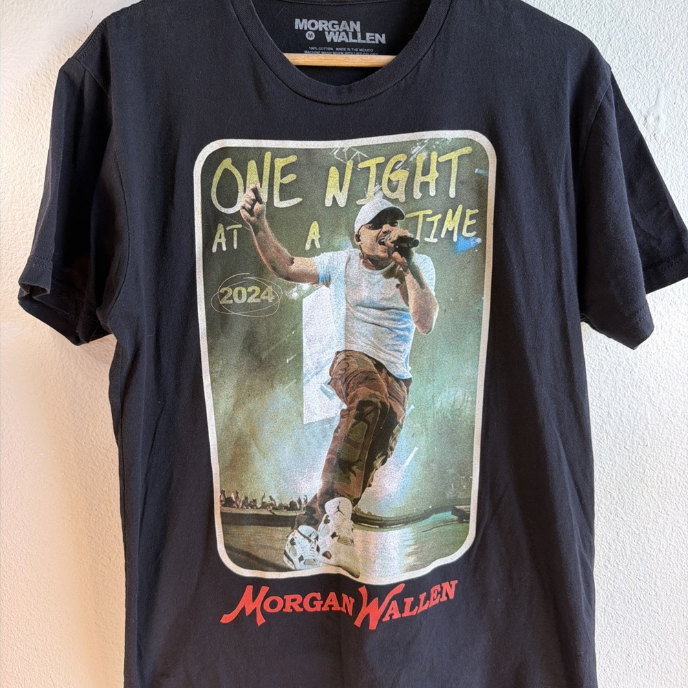 Morgan Wallen 2024 Tour Shirt Medium M One Night At A Time Concert Tee Black